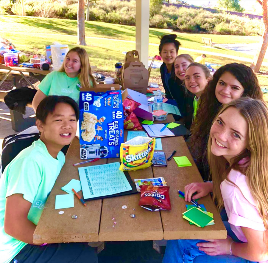The peer counseling team doing activities at Lake Poway for planning of the season this past spring.
