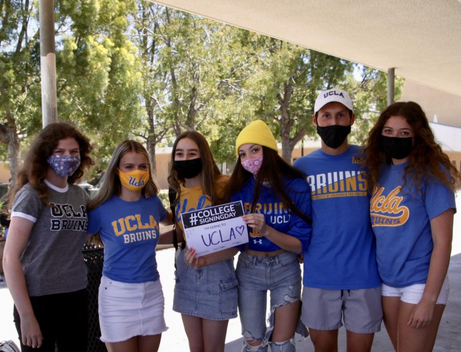 Soon to be UCLA Bruins, Poway Seniors pose for college signing day. 
