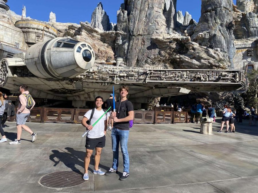 Dylan Empeno and Jadon Vallese ready for battle in Star Wars land.