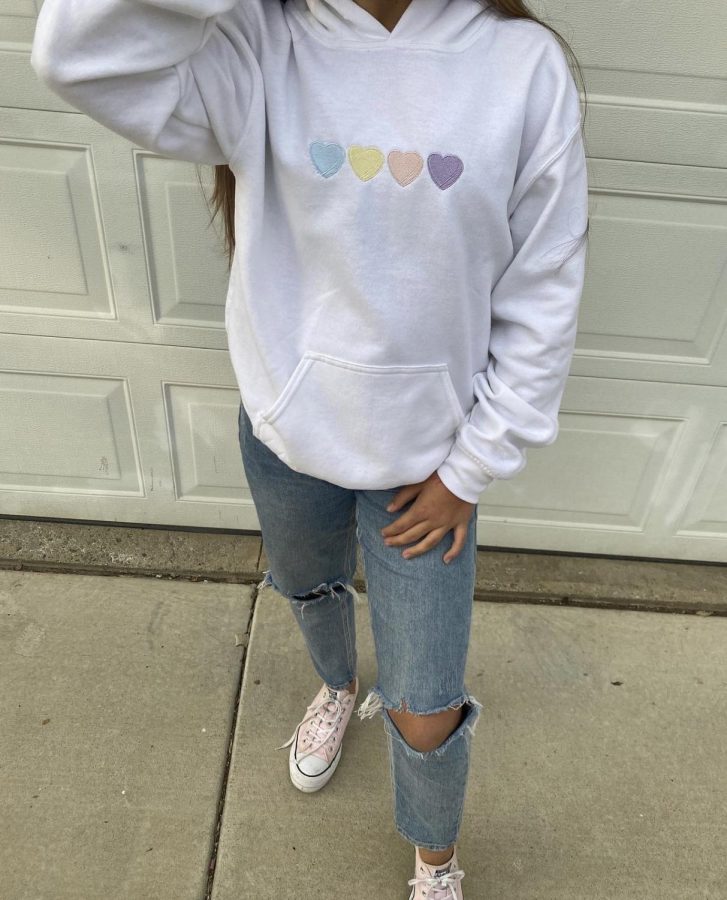 Senior Mandy Edwards wearing her sister’s sweater.