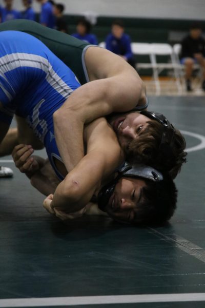 Taking down: Aaron Klein put up a good fight during his match against RB adding more points to Poways leaderboard. Poway beat RB 76 - 0.                                                                       
                                                                                           
