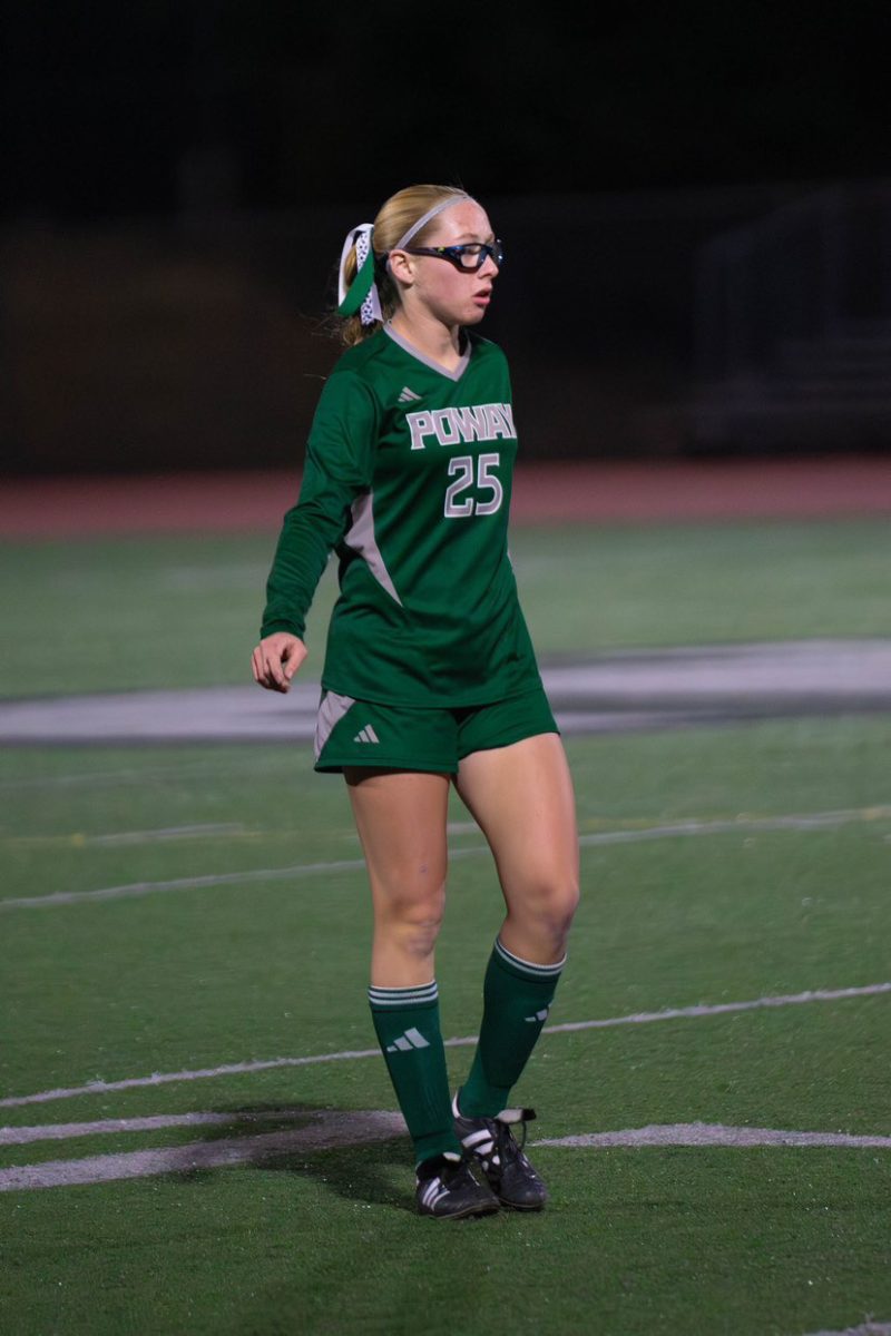 Freshman Ellarose Ffrench gets ready to kick the ball.