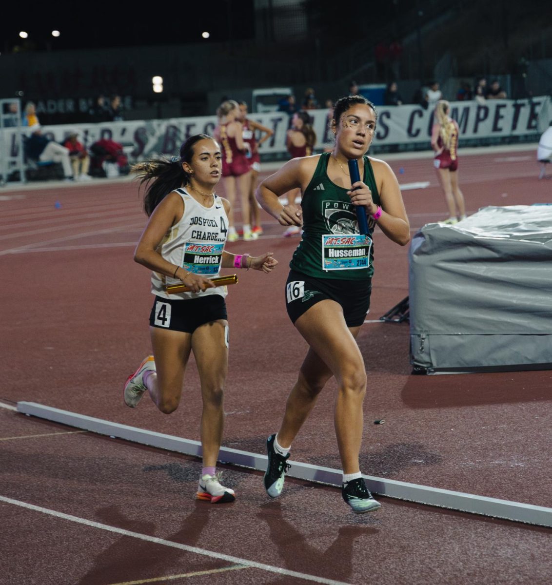 Senior Catalina Husseman sped over her rivals on the 4x1600 race at the Mt. SAC Invitational.